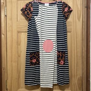 Hanna Andersson Black and white stripe animal print dress with matching leggings